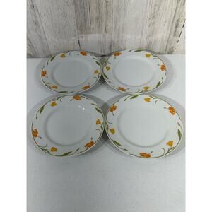 Jardin Domonique Fine China Set of 4 Bread Plates Orange Floral Vintage Japan
